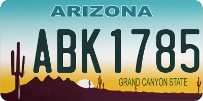 AZ license plate ABK1785