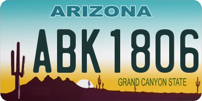 AZ license plate ABK1806