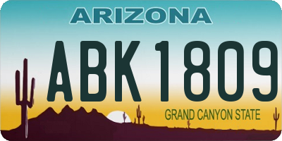 AZ license plate ABK1809