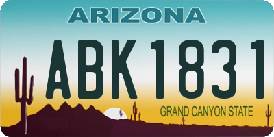 AZ license plate ABK1831