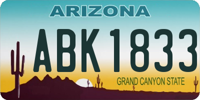 AZ license plate ABK1833
