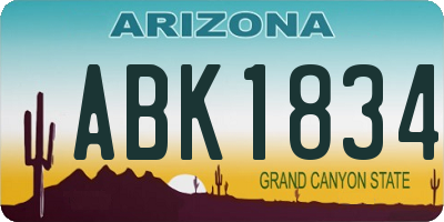 AZ license plate ABK1834