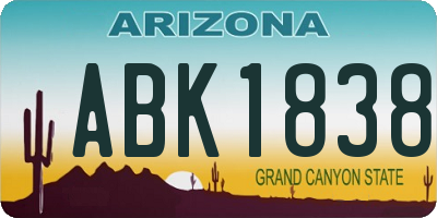 AZ license plate ABK1838