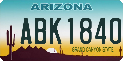 AZ license plate ABK1840