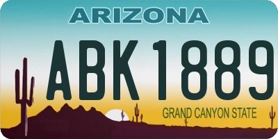 AZ license plate ABK1889