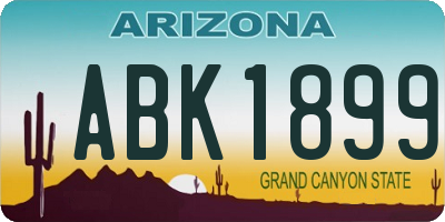 AZ license plate ABK1899