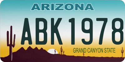 AZ license plate ABK1978