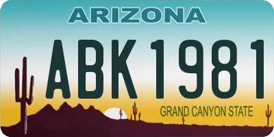 AZ license plate ABK1981