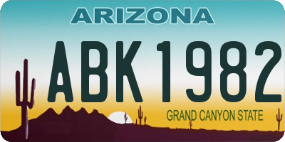 AZ license plate ABK1982