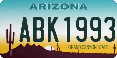AZ license plate ABK1993