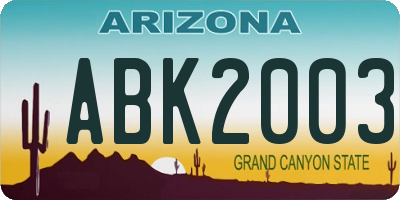 AZ license plate ABK2003