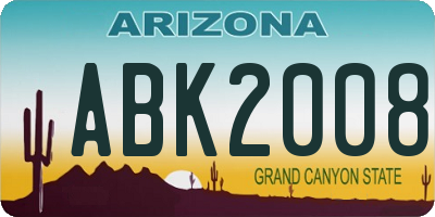 AZ license plate ABK2008