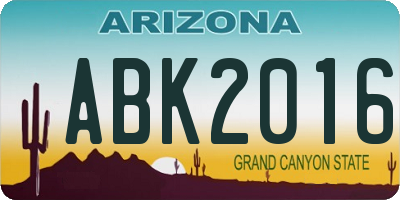 AZ license plate ABK2016