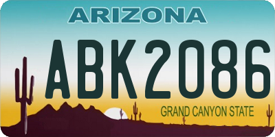 AZ license plate ABK2086