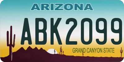 AZ license plate ABK2099