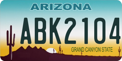 AZ license plate ABK2104