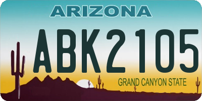 AZ license plate ABK2105