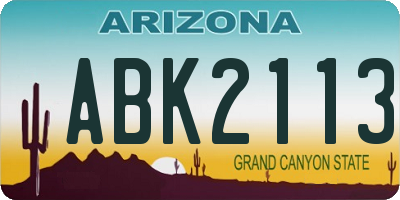 AZ license plate ABK2113
