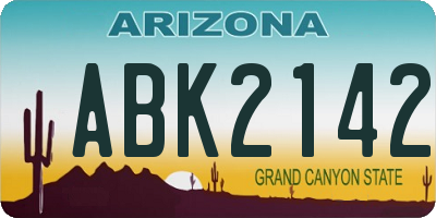 AZ license plate ABK2142