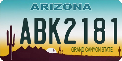 AZ license plate ABK2181