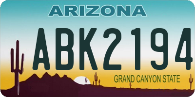 AZ license plate ABK2194