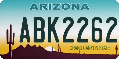 AZ license plate ABK2262