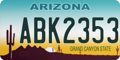 AZ license plate ABK2353