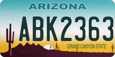 AZ license plate ABK2363