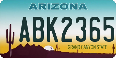 AZ license plate ABK2365