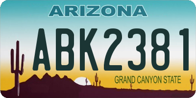AZ license plate ABK2381