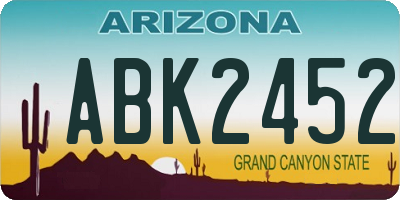 AZ license plate ABK2452