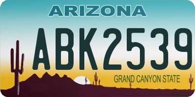 AZ license plate ABK2539