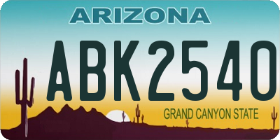 AZ license plate ABK2540