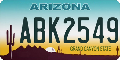 AZ license plate ABK2549