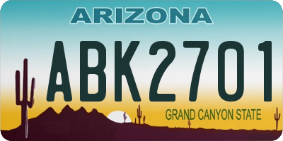 AZ license plate ABK2701