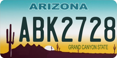 AZ license plate ABK2728
