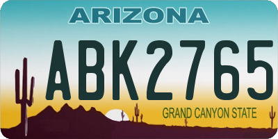 AZ license plate ABK2765