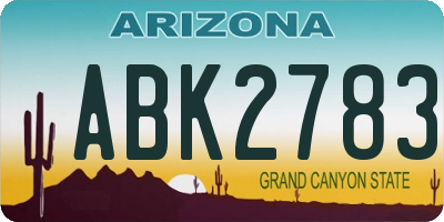 AZ license plate ABK2783