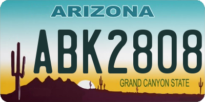 AZ license plate ABK2808