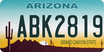 AZ license plate ABK2819