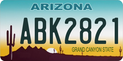 AZ license plate ABK2821