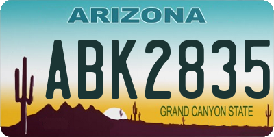 AZ license plate ABK2835