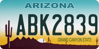 AZ license plate ABK2839