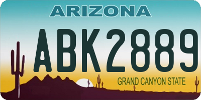 AZ license plate ABK2889