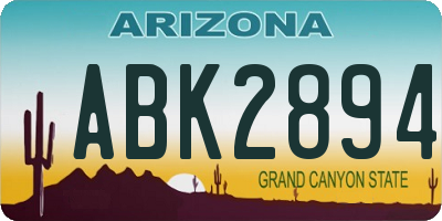 AZ license plate ABK2894