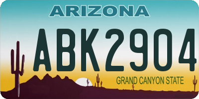 AZ license plate ABK2904