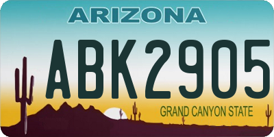 AZ license plate ABK2905