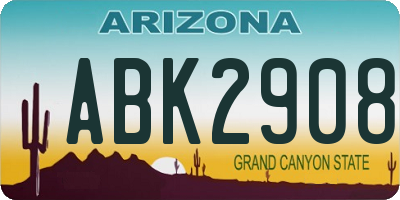 AZ license plate ABK2908