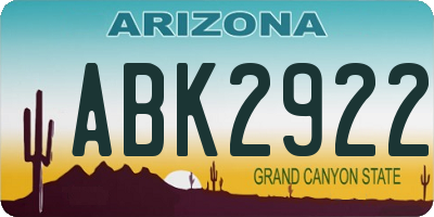 AZ license plate ABK2922