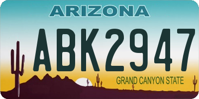 AZ license plate ABK2947